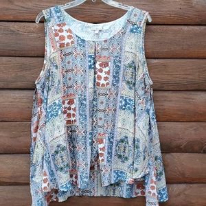 Roz and Ali pretty sleeveless layered blouse/ tank